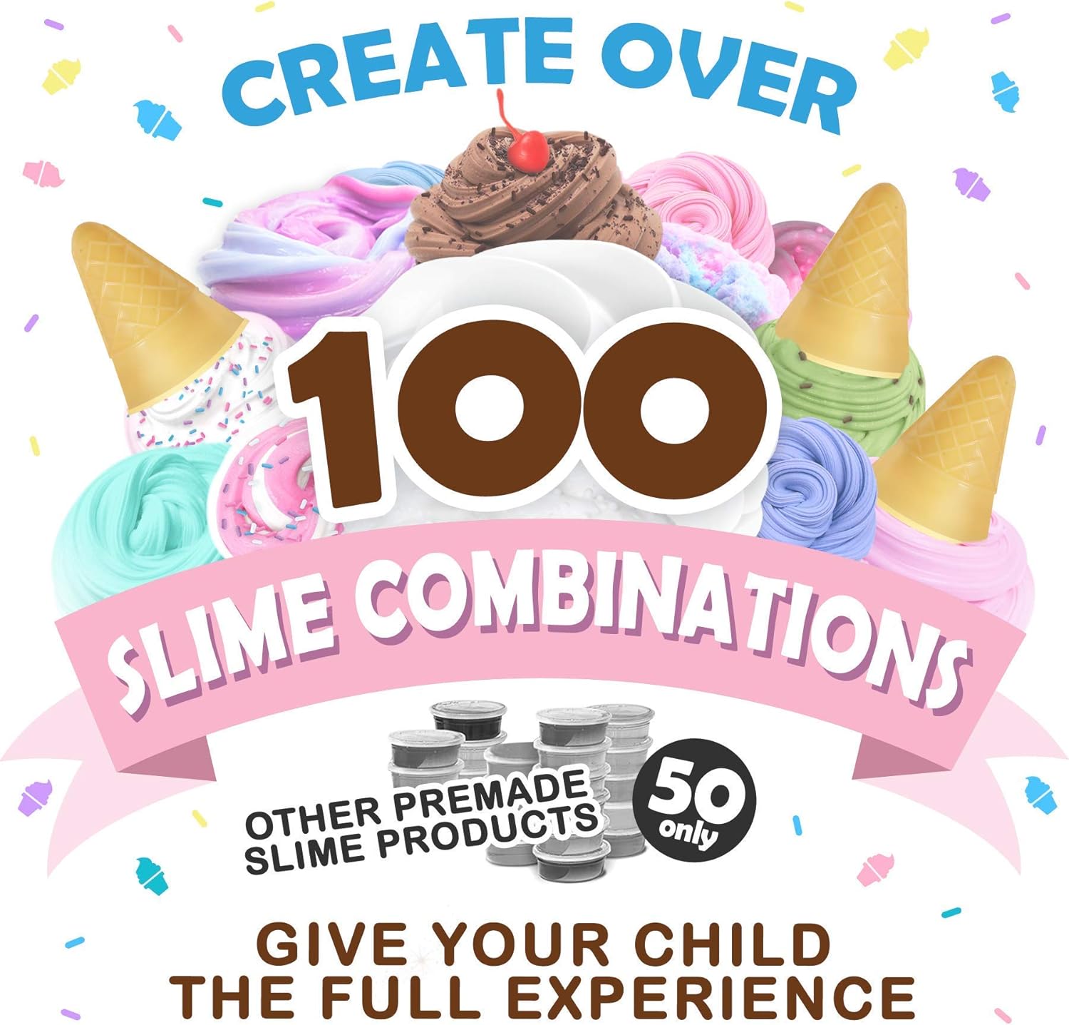 Original Stationery Fluffy Slime Kit for Girls Everything in One Box to Make Ice Cream Slimes, Make Fluffy, Butter, Cloud & Foam Slimes! : Toys & Games