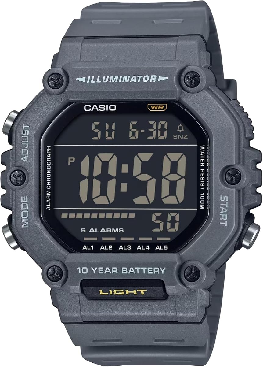 Serie AE-1600H | Negro | Batería de 10 años | Iluminador LED | reloj digital