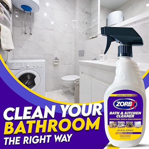 Miniatura 8 de ZORBX Spray eliminador de olores y manchas para baño y cocina (24 onzas) - Limpiador de suelos multiusos extra fuerte con fórmula sin frotar -
