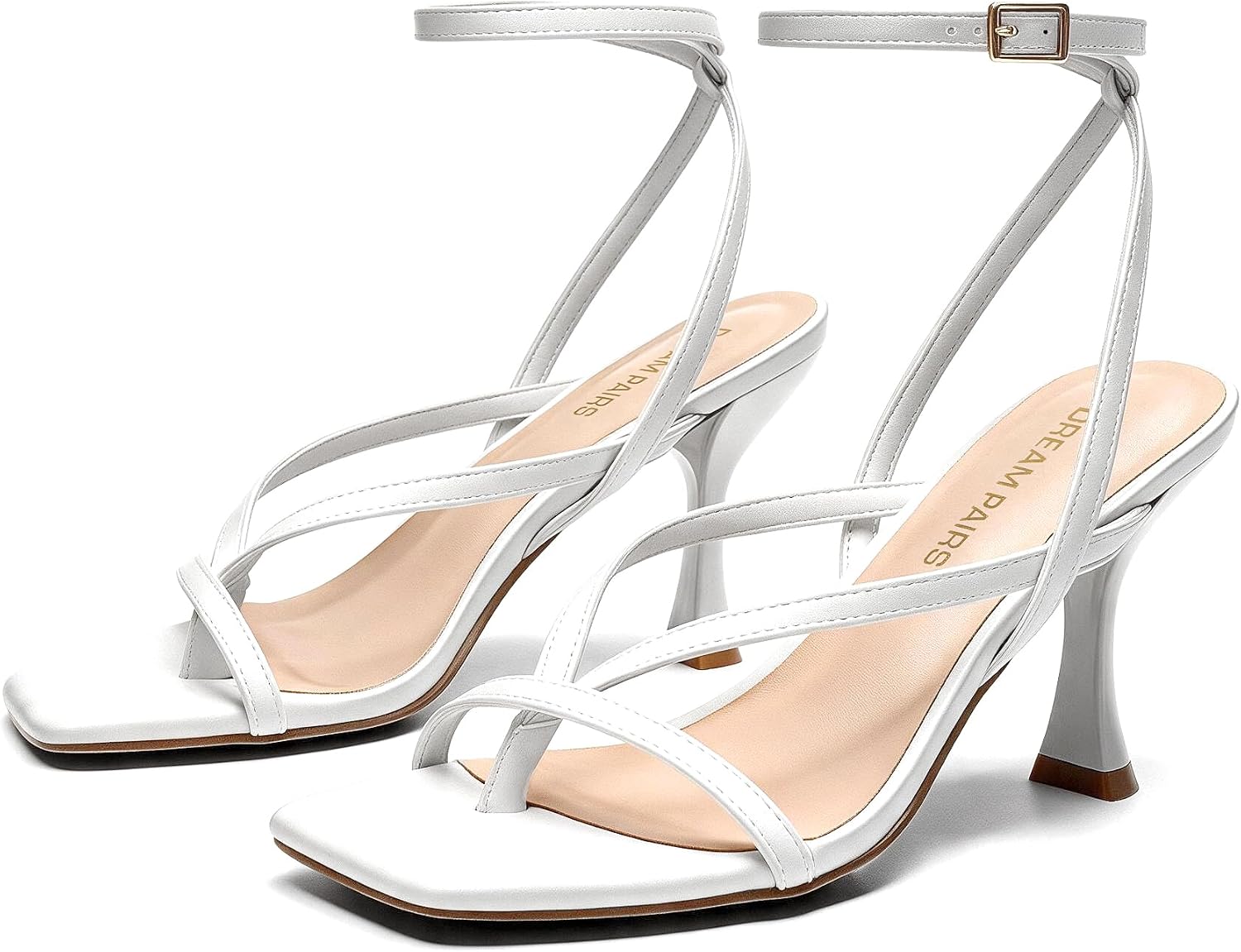 DREAM PAIRS Women's Strappy Thong Ankle Strap Heel Sandal