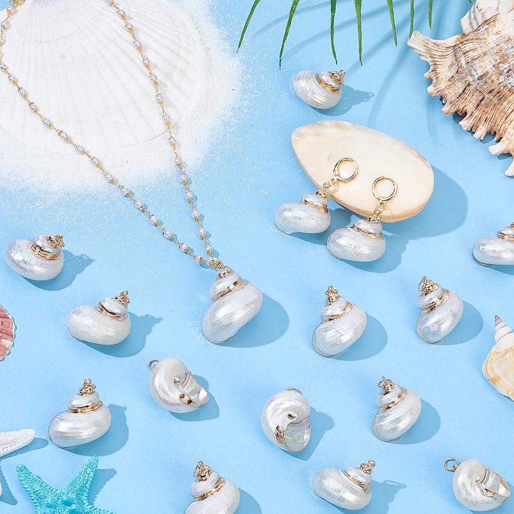 PH PandaHall 20pz Ciondoli Conchiglia Spirale Pendenti Conchiglie Marine, Oro e Bianco Ciondoli Conchiglia Marina Grande per la Creazione di Gioielli Collane Orecchini Artigianato Fai Da Te