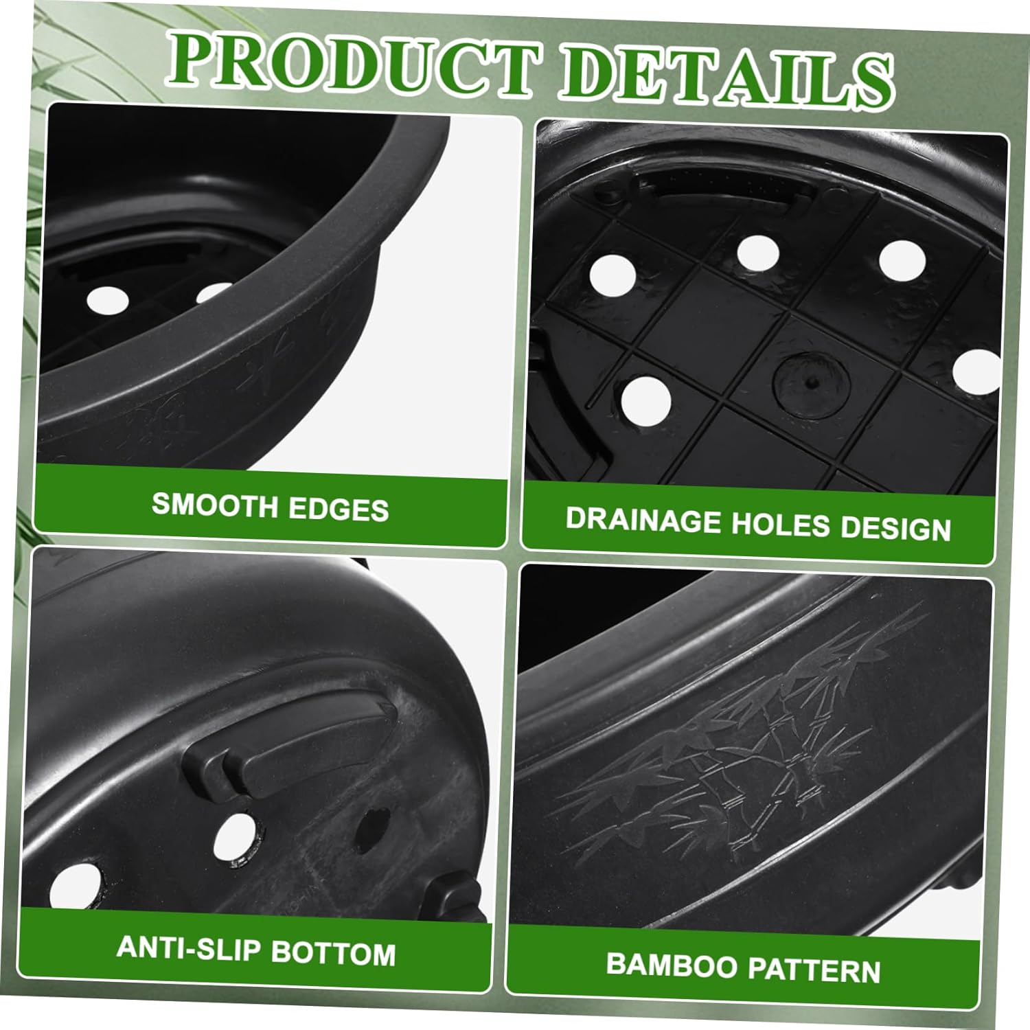 DOITOOL 2Pcs Bonsai Training Pot 15 inch Plastic Flower Pot Bonsai Pot with Drainage Hole, Oval Bonsai Planter Pot Plants Growing Pots for Nursery, Garden, Balcony, Black