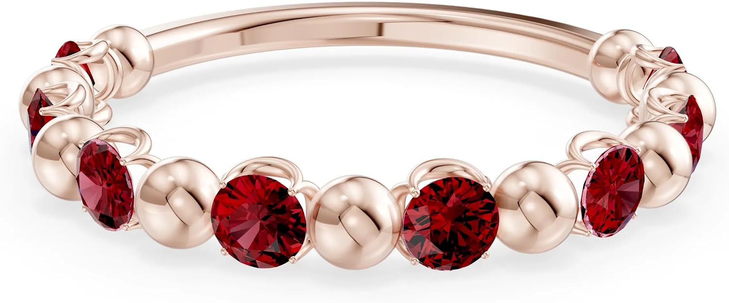 PEORA Round Cut Garnet Stackable Band Available in Solid 10K, 14K or 18K Ring – White, Yellow or Rose Gold