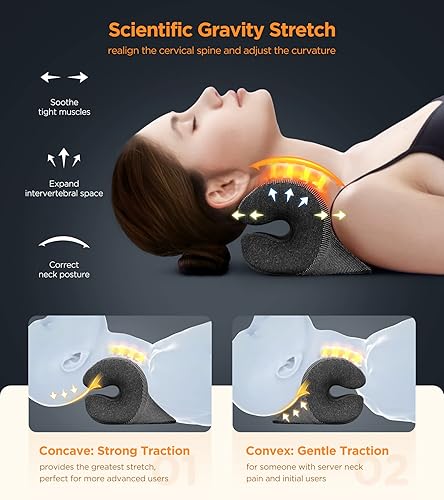 Miniatura 5 de Estirador de cuello térmico 3s para aliviar el dolor, funda de terapia magnéticaalmohadilla térmica de grafeno, dispositivo de almohada de tracción