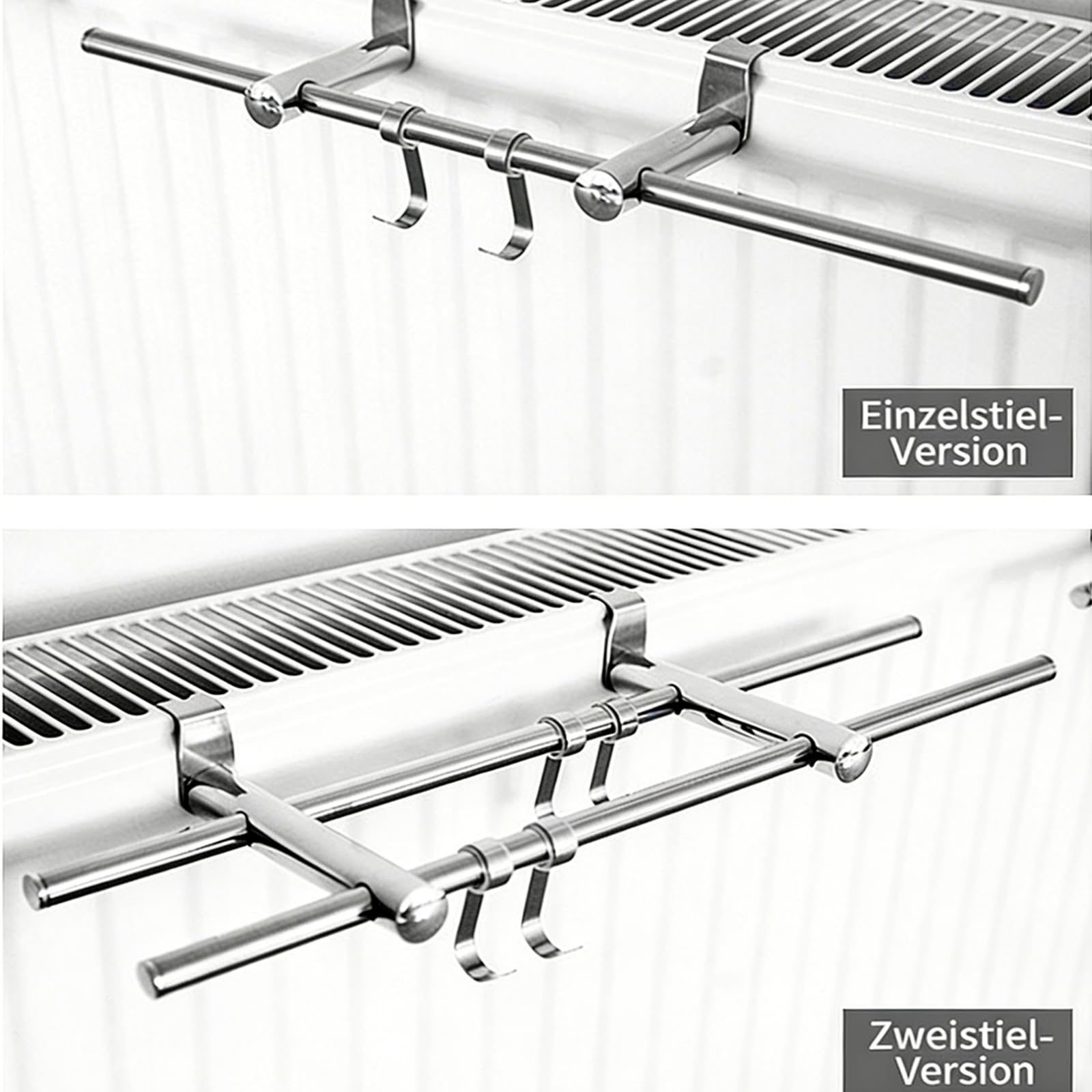 Heizkörper-Handtuchhalter, 50 cm, Doppelstange, platzsparend für Bad & Küch | Effizienter Wäschetrockner; Robuste Halterung; Praktisches Design