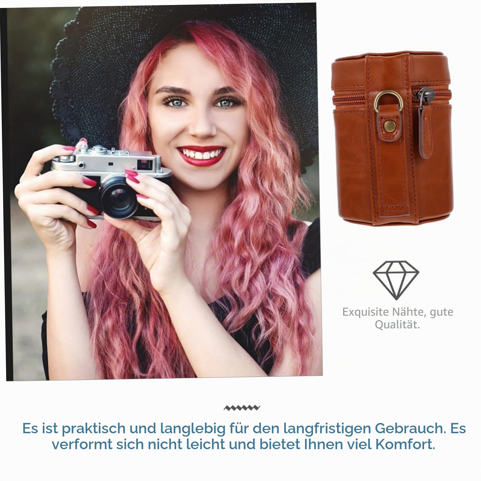 Garneck Kamera Tasche Kamera- Objektivbeutel. Leder- Kamera- Objektivgehäuse Leder- Kamera- Objektivsack Lagerungsbeutel Der Kameraobjektiv Aufbewahrungstasche Pu Super Veranstalter