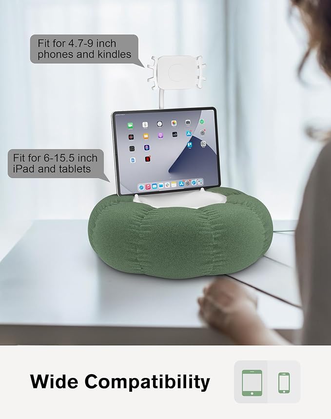 Lap Kindle Pillow Stand with Silicone Holder for Phones and Tablets miniatura 4