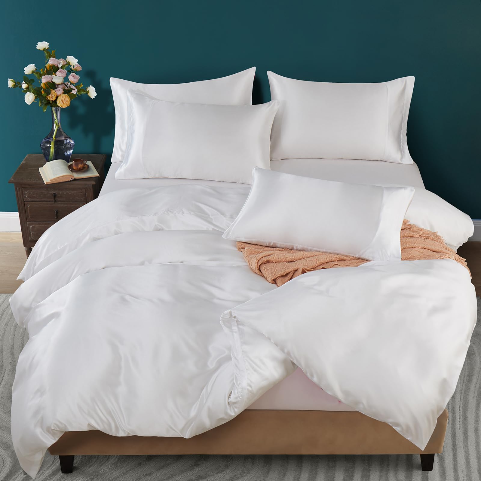 Horbaunal Bettwäsche-Set Queen – Mikrofaser Mit Rüschen, Shabby-Chic In Burnt Orange