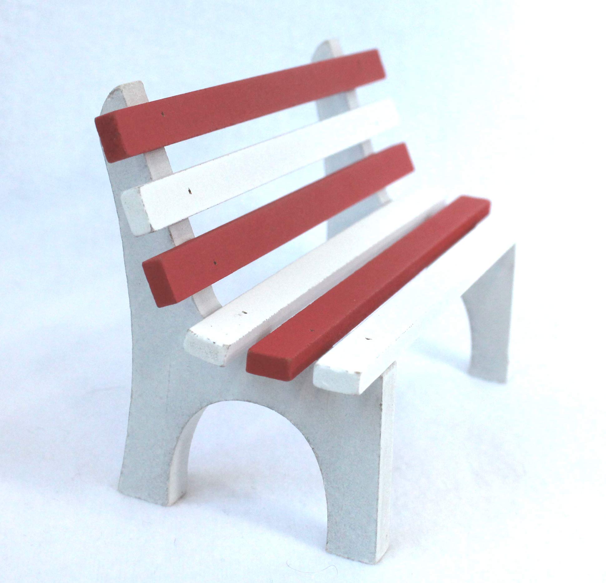 Kleine Holzbank 16 x 10 cm Rot-Weiss Sitzbank für Kantensitzer