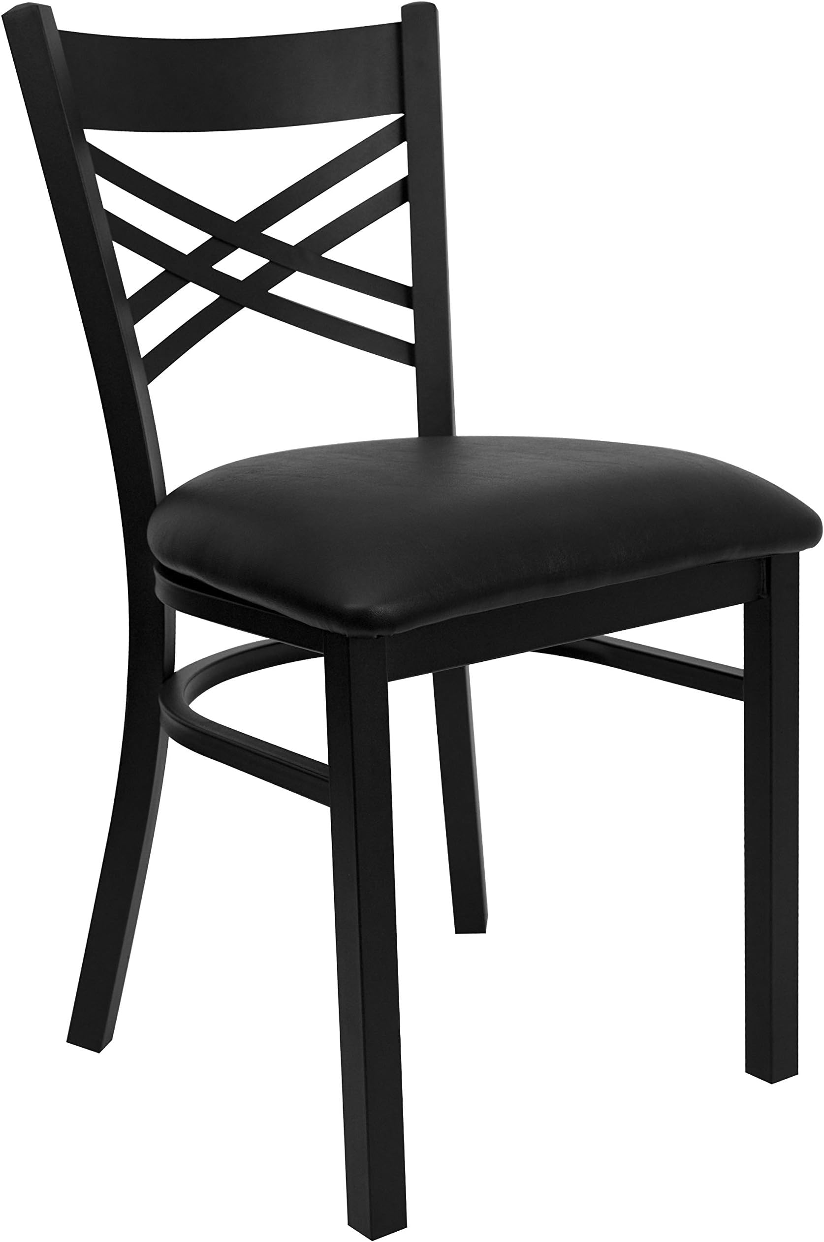 Flash Furniture Hercules Series X Back Metal Restaurant Chair, Modern Upholstered Armless Dining Chair for Restaurants and Kitchens, Black