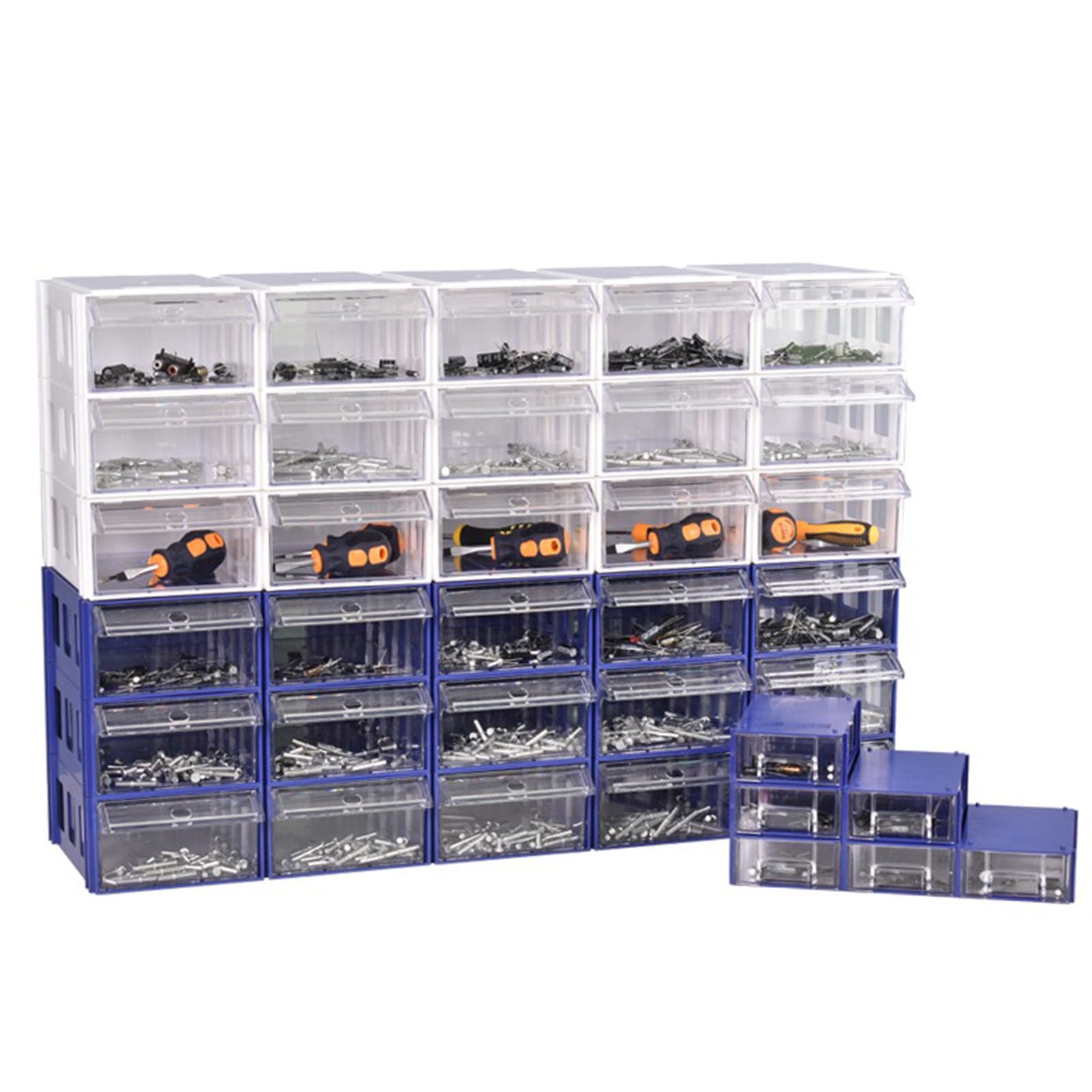 Organizador de Cajones Apilables ,Cuentas de Hardware Álbum de Recortes Manualidades Tuercas Pernos Caja de herramientas Cajones de almacenamiento Gabinete ,Caja de Componentes Modular para Garaje