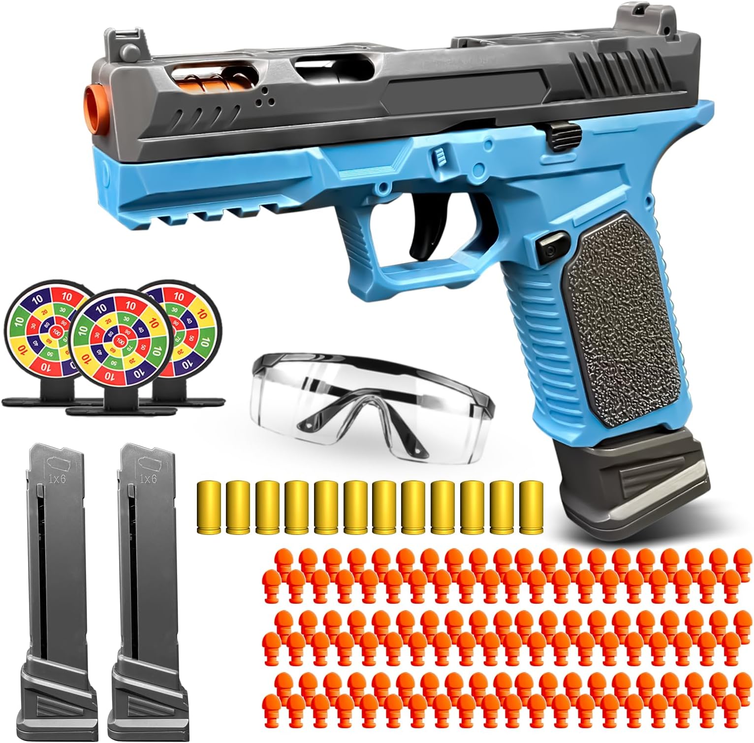 Soft Bullet Toy Gun for Boys-Shell Ejecting Toy Gun Pistol-Automatic Reloading Gun Toy with 120 Bullets-Shooting Games Educational Model for Kids Christmas Christmas Birthday Gifts Age 6+