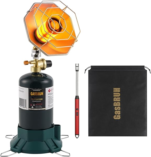 GasBRUH Portable Propane Heater with Windproof Lighter for Outdoor, Camping, Fishing, 6200BTU Outdoor Cordless Gas Heater for Camping,Hunting,Tents(TANK not Included)