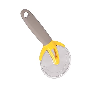 Classy Touch Pizza Cutter Wheel Slicer Heavy Stainless Steel Sharp Blade with Protective Cover (8.6 inch-Yellow and Grey)…