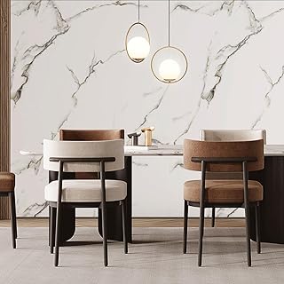 KASARO Peel and Stick Backsplash Wall Tile, 5-Piece Vinyl Marble White w...