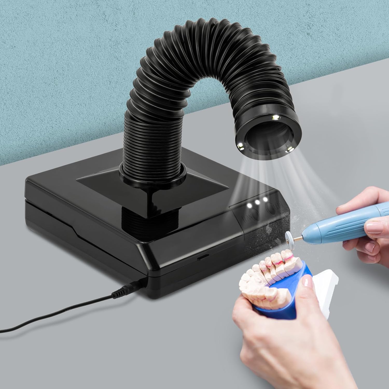 Nail Dust Collector, 60w Dental Polishing Dust Collector W/Fan & Led Dual Function Low Noise Dust Suction Machine W/Large Caliber Vacuum Cleaner Hose For Dental Lab & Nail Grinding
