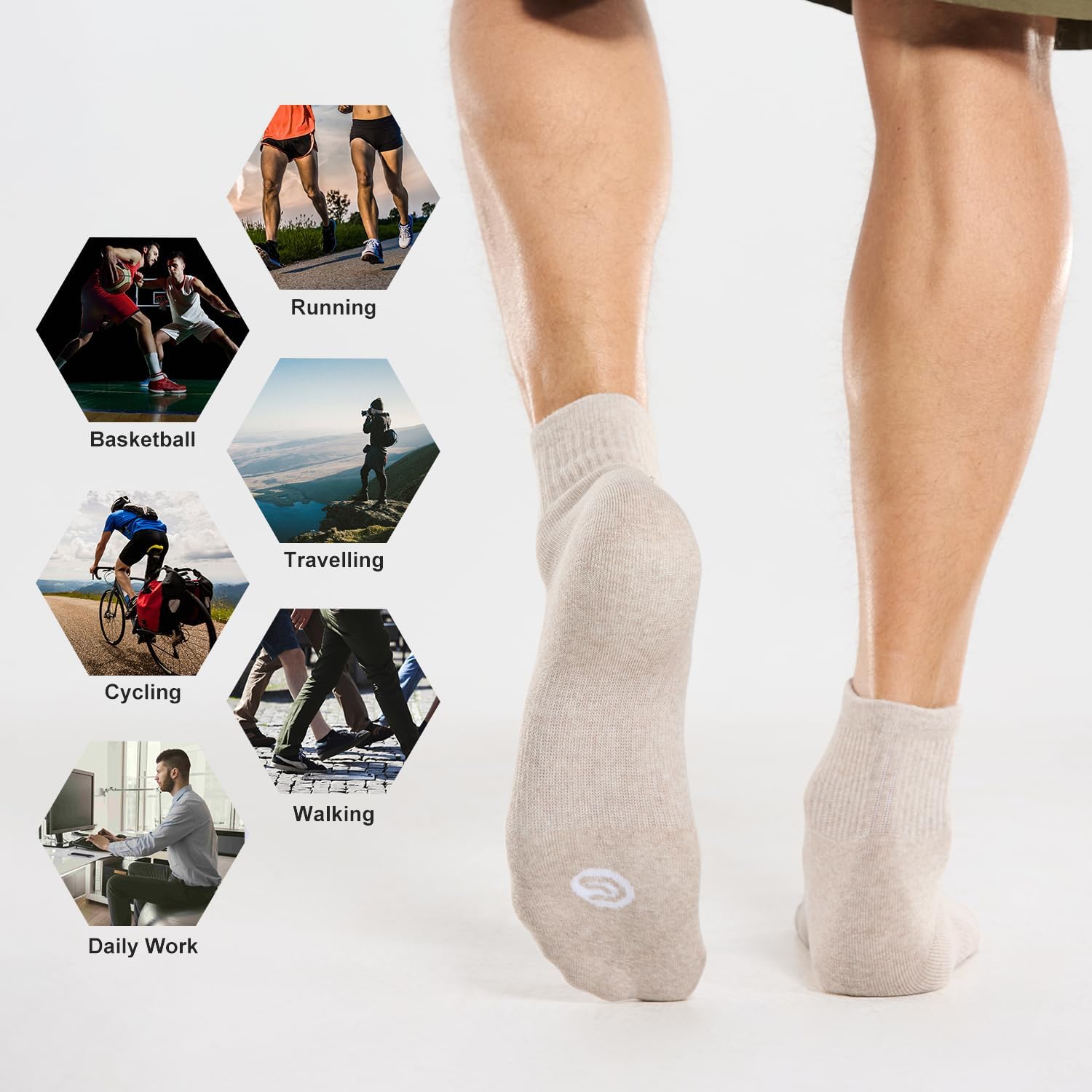 CS CELERSPORT 6 Pack Men's Ankle Socks with Cushion Athletic Running Socks - Image 6