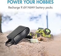 Vista 2 de Tenergy Paquete de 2 baterías NiMH planas de 9.6 V y cargador para autos RC de alta capacidad, 8 celdas y 2000 mAh, batería de repuesto