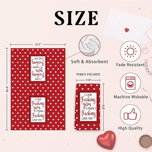 Miniatura 2 de Regalos para el día de San Valentín para mujeres, hombres y parejas, paquete de 2 toallas de cocina divertidas para parejas, toallas de mano de