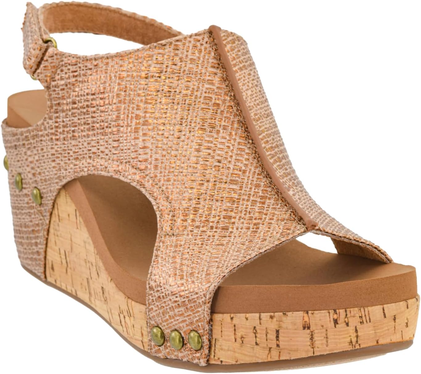 Corkys Footwear Womens Carley Wedges, Featuring Corkys EVA Foam Cushioned Insoles, A 2.5 Inch Heel, Lightweight For All Day Wear, And Hook And Loop Closure