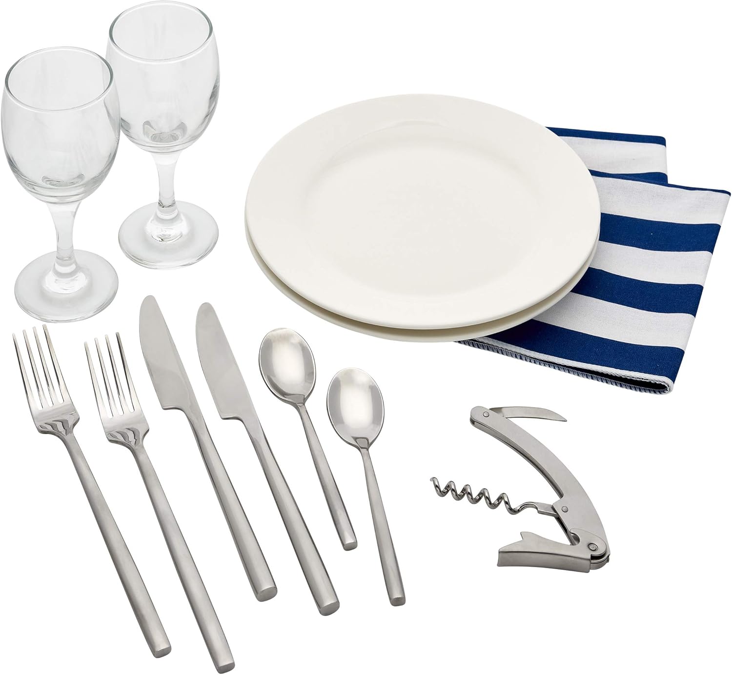 Hoan Picnic Basket Set with Utensils and Dinnerware, 2 Person
