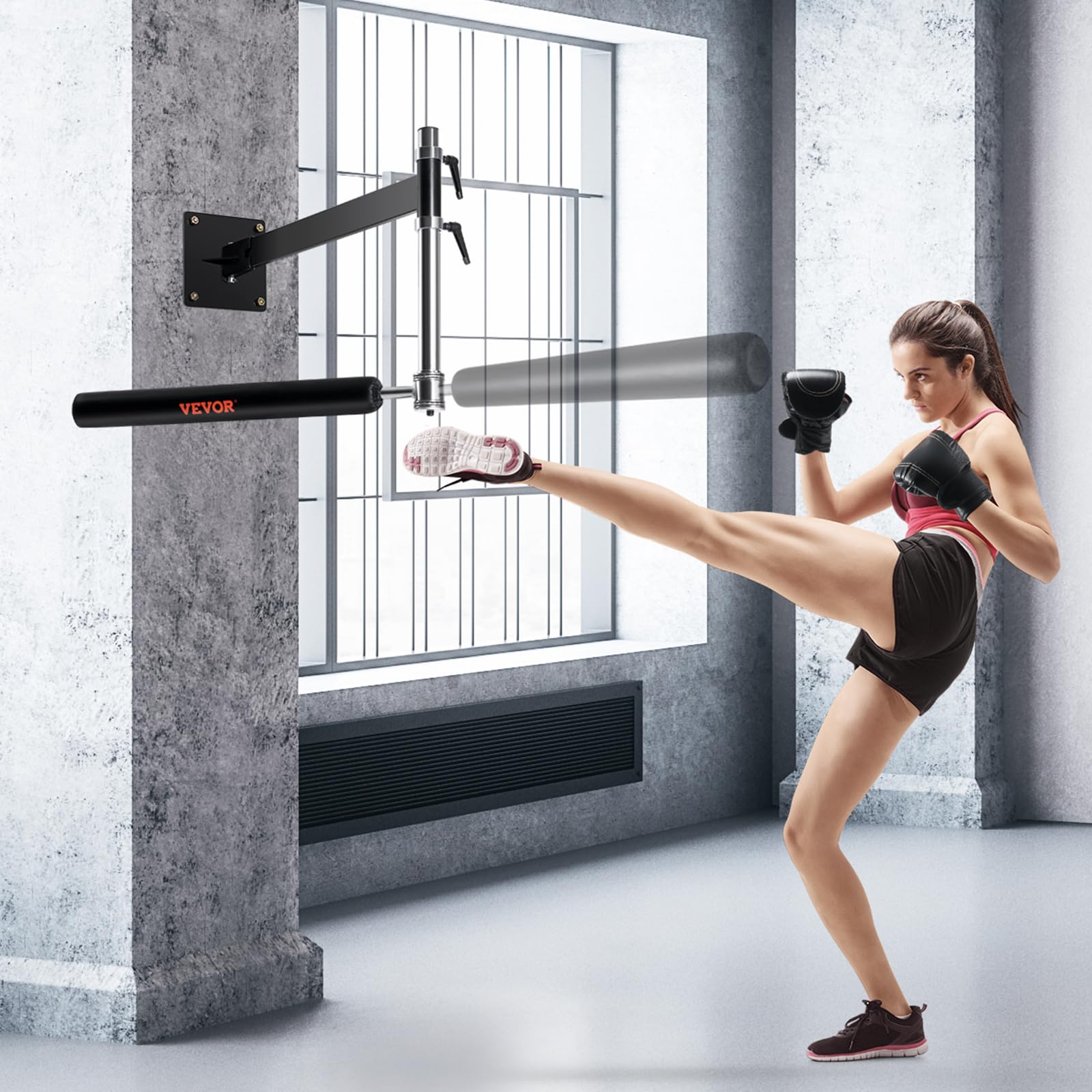 VEVOR Barre de Boxe Murale, Barre de Frappe réglable, entraîneur de Vitesse de Boxe avec Gants, Barre de Boxe réflexe Noire, équipement de Boxe pour Kickboxing, MMA, soulagement du Stress et Fitness