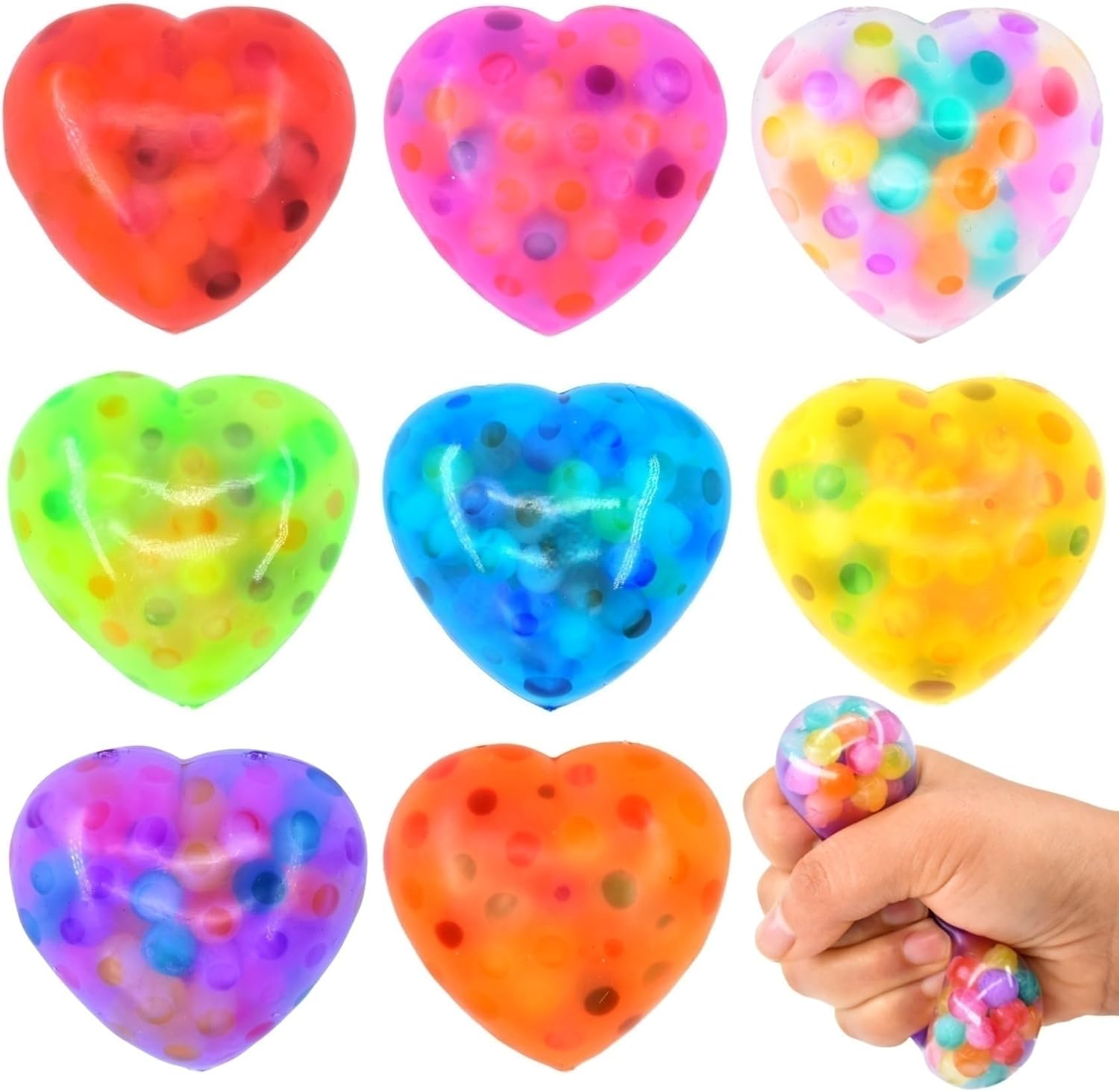 8 Pack Valentines Day Stress Balls, Heart Squeeze Balls Squishies Fidget Toys for Valentines Party Favor Classroom Valentines Card Prizes Gifts