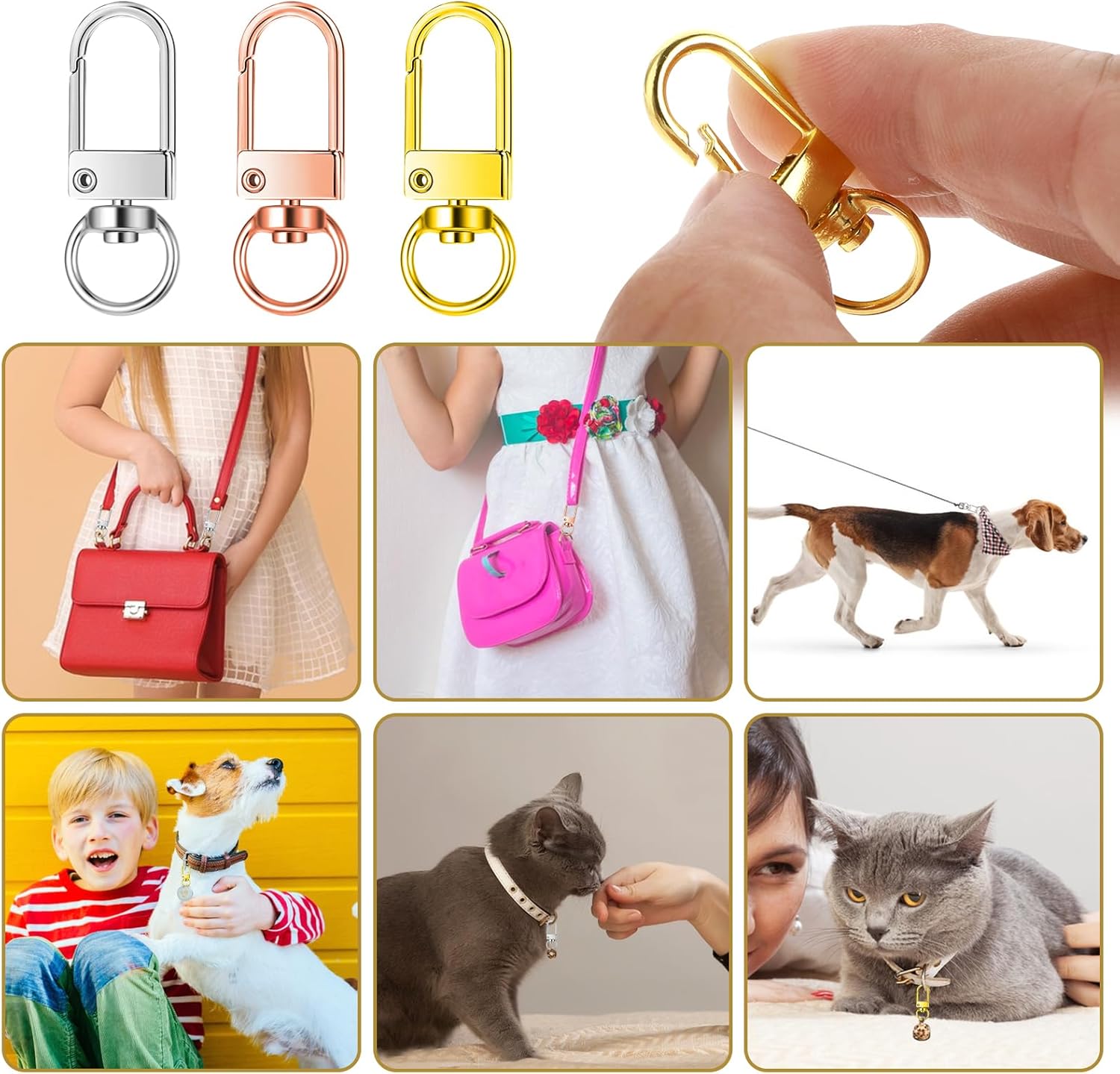 30PCS Metal Lobster Claw Clasps, Lanyard Swivel Snap Hooks with Key Rings, Heavy Duty Metal Keychain Clip, DIY Accessories for Bag Key Chains Connector Jewelry Making (Gold, Silver, Rose Gold) - Image 6