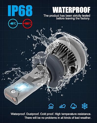 Miniatura 6 de Bombillas LED D2H de 110 W, 30000 lm, súper brillantes, 12 V, 6500 K, ventilador integrado blanco frío y tubo de cobre térmicamente conductor,