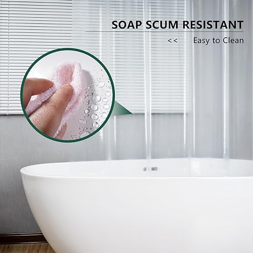 Miniatura 7 de AooHome Forro de cortina de ducha de plástico transparente extra largo, 72 x 84 pulgadas, forro de ducha de EVA ligero de alta calidad con ojales de