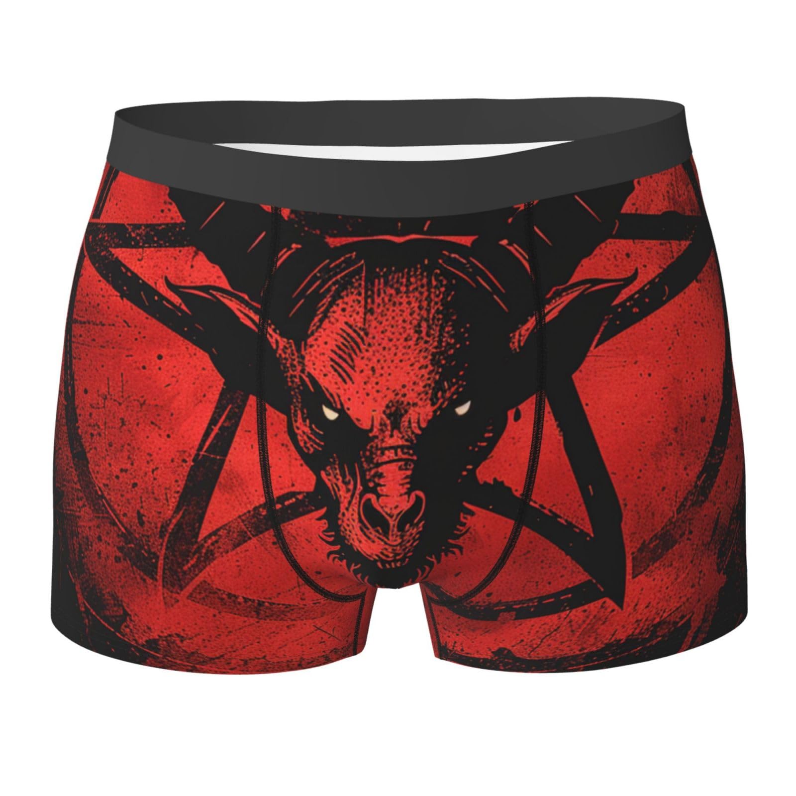 Smazdfxx Men's Black Boxer Briefs Satanic Goat Evil Demon Pentagram Dark Red Underwear For Stretch Comfort Soft Boxer Shorts