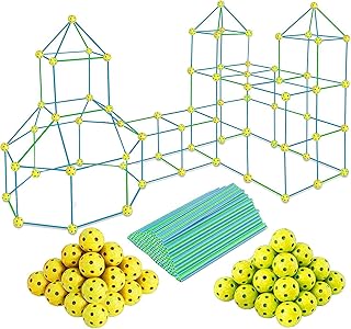 Kids Fort Building Kit - STEM Creative Fort Builder for 5,6,7,8 Years Old Boy & Girls - DIY Learning Crazy Building Toys -Castles Tunnels Rocket Play Tent, Indoor & Outdoor (140 Pieces)