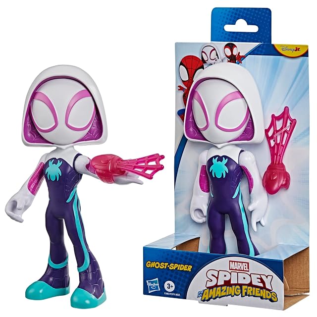 Marvel Spidey y Sus Sorprendentes Amigos Figura Supergrande de Ghost Spider 22,5 cm, Figura de Acción