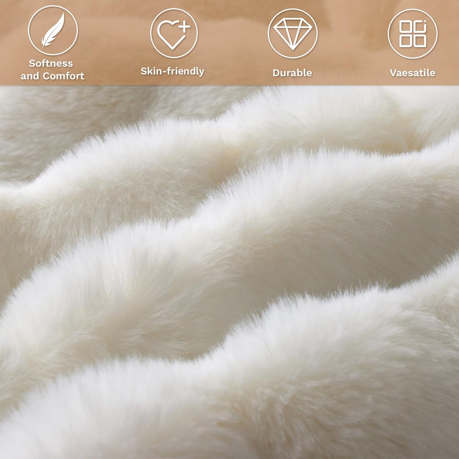 Fluffy Faux Fur Throw Blanket for Couch,Ultra Soft Plush Bubble Blanket for Women Birthday Gifts,Luxury Fuzzy Blanket for Sofa Bedroom,Machine Washable,60"x80",White