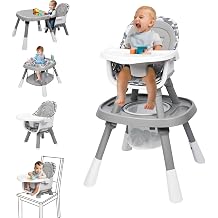 Xilingol 15-in-1 Convertible High Chair, 2-in-1 Baby Highchair & Activity Center W/Toys, Booster Seat | Building Block Table | Toddler Chair W/Removable Tray & 5-Point Harness & 2-Layer CushionGrey