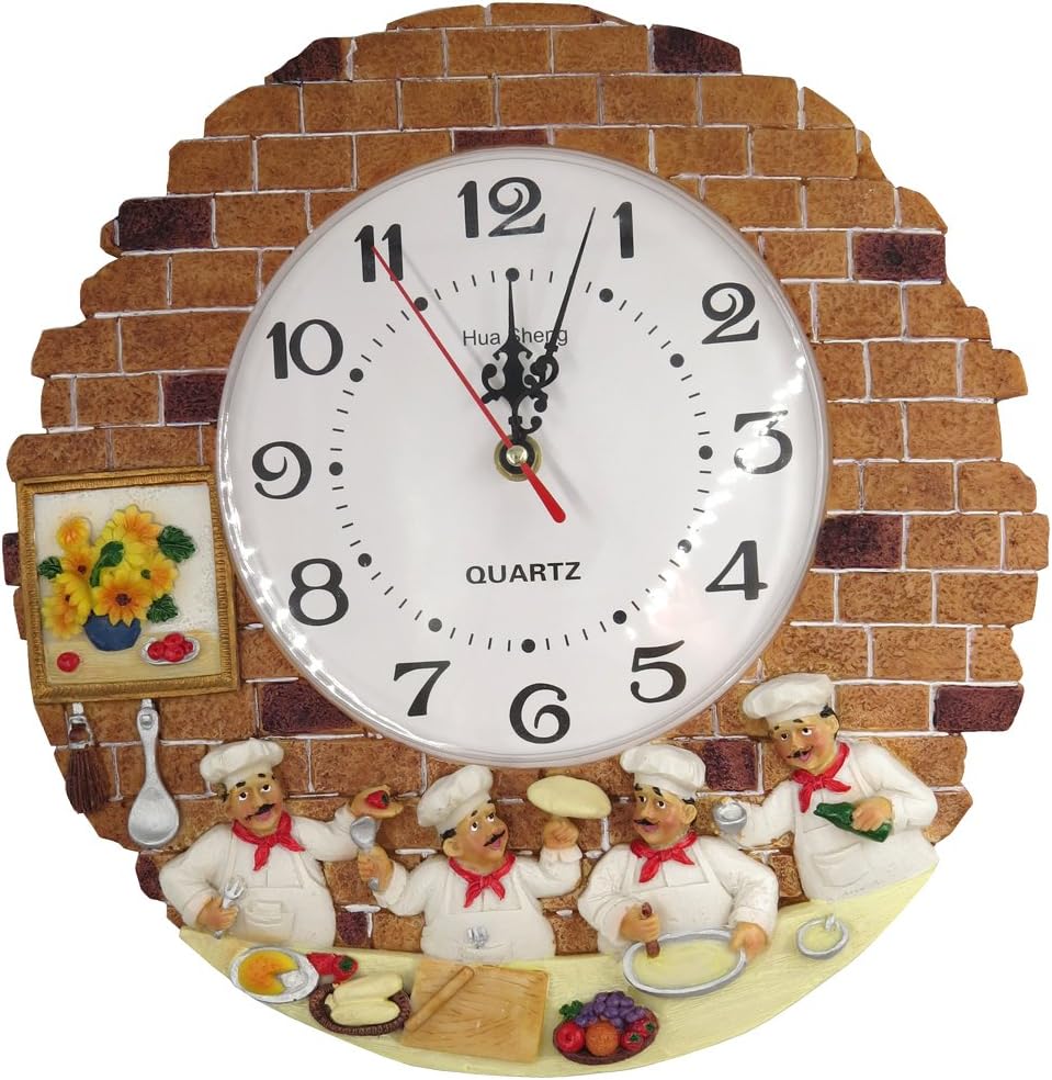 Hand Painted Resin Wall Clock Cook Multi Color