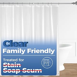 downluxe Clear PEVA Shower Curtain Liner 72x72 with 3 Magnets - Waterproof Lightweight Bathroom Liner