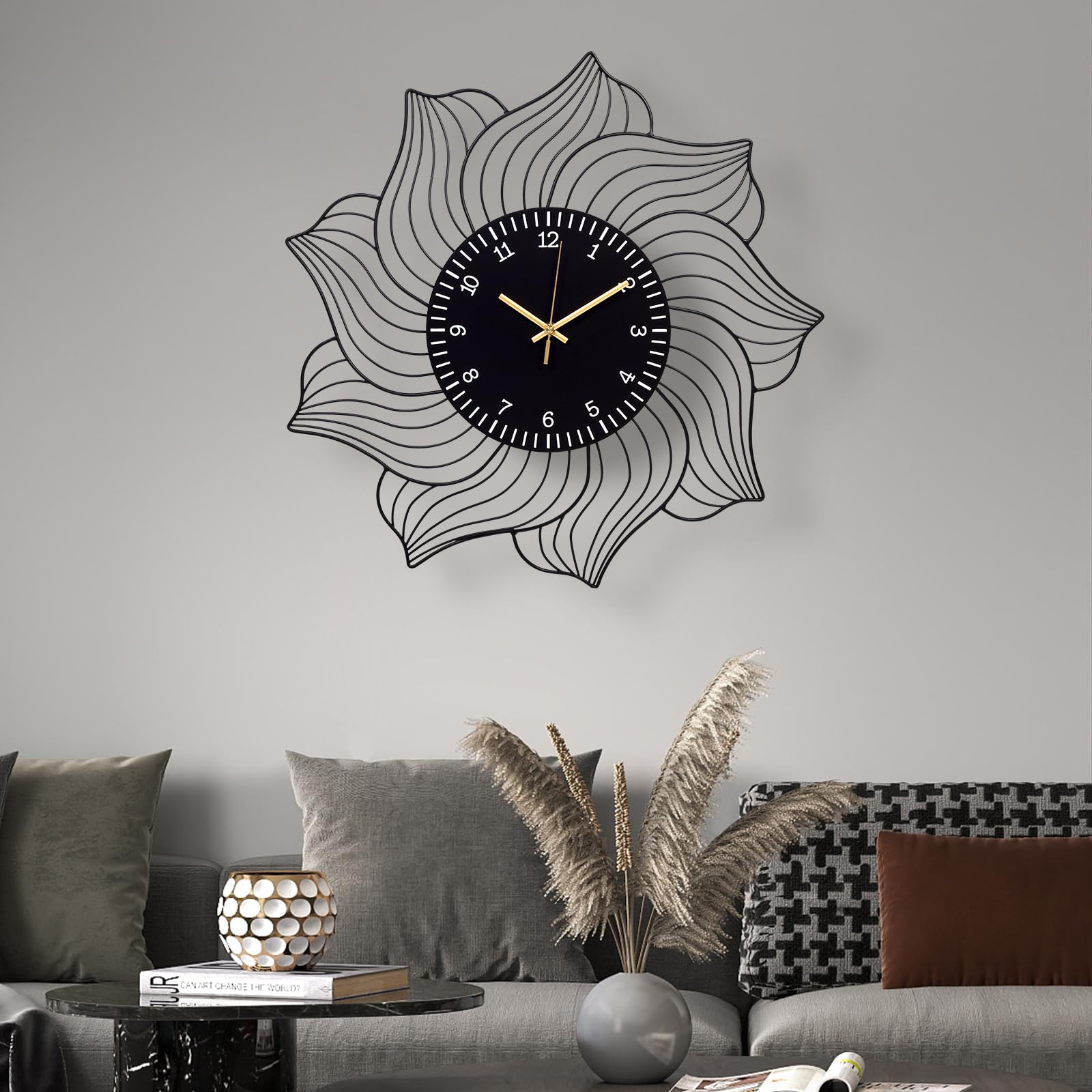 Amazon.com: XGGJWW 22 Inch Flower Wall Clock, Silent Non-Ticking