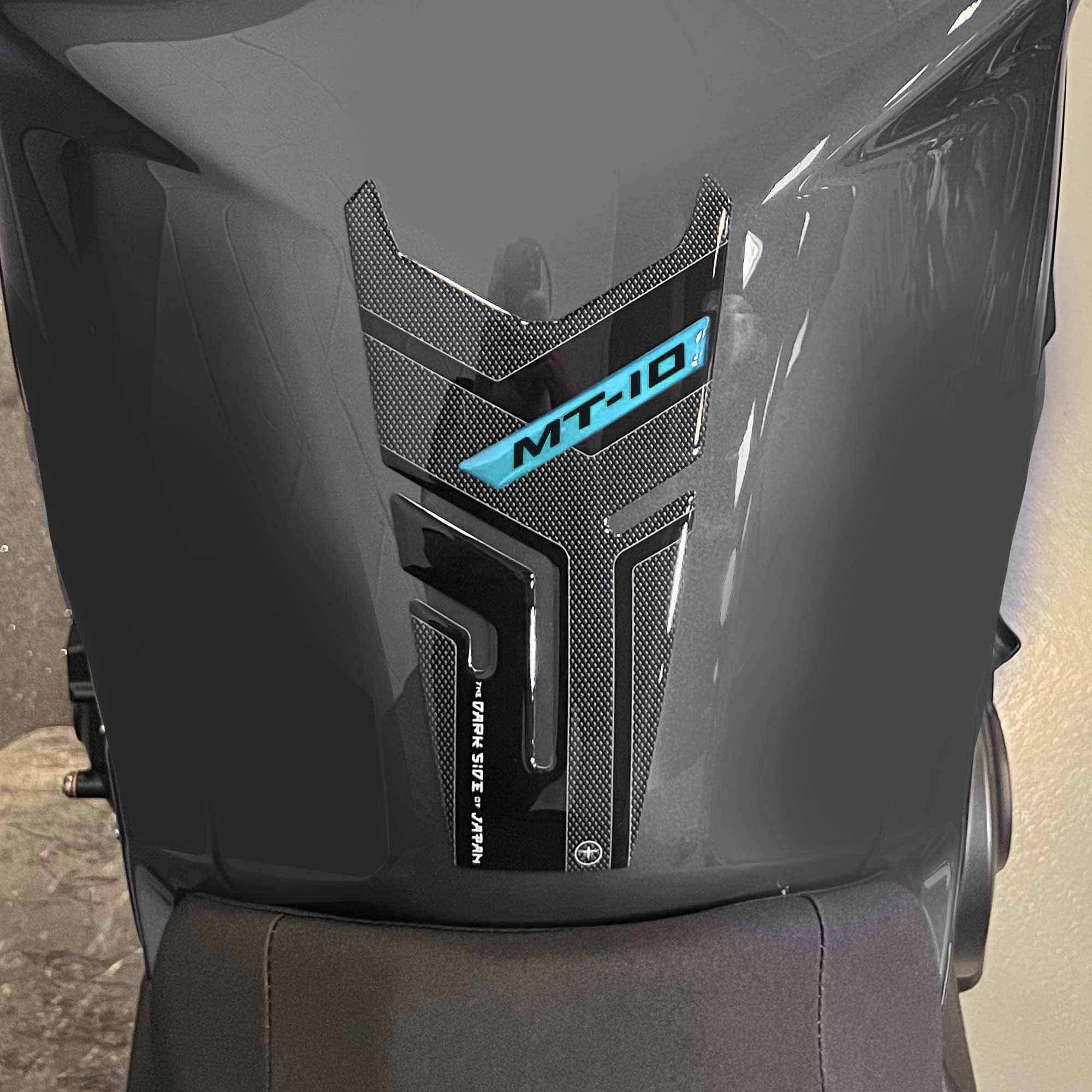 labelbike - 3D Sticker Motorcycle Fuel Tank Pad Protection and Decoration in Resin compatible with Yamaha MT-10 2022-2023 - Color Cyan