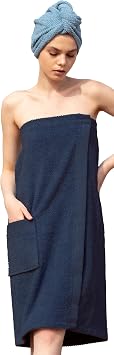 SEYANTE Turkish Cotton Hair Turban Blue and Spa Wrap Bundle Large/X-Large, Navy