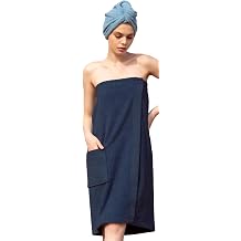 SEYANTE Turkish Cotton Hair Turban Blue and Spa Wrap Bundle Small/Medium, Navy