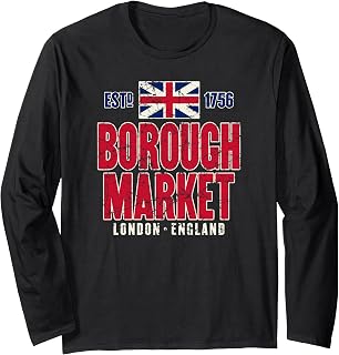 Borough Market London England 1756 Union Jack Aged Print Long Sleeve T-Shirt