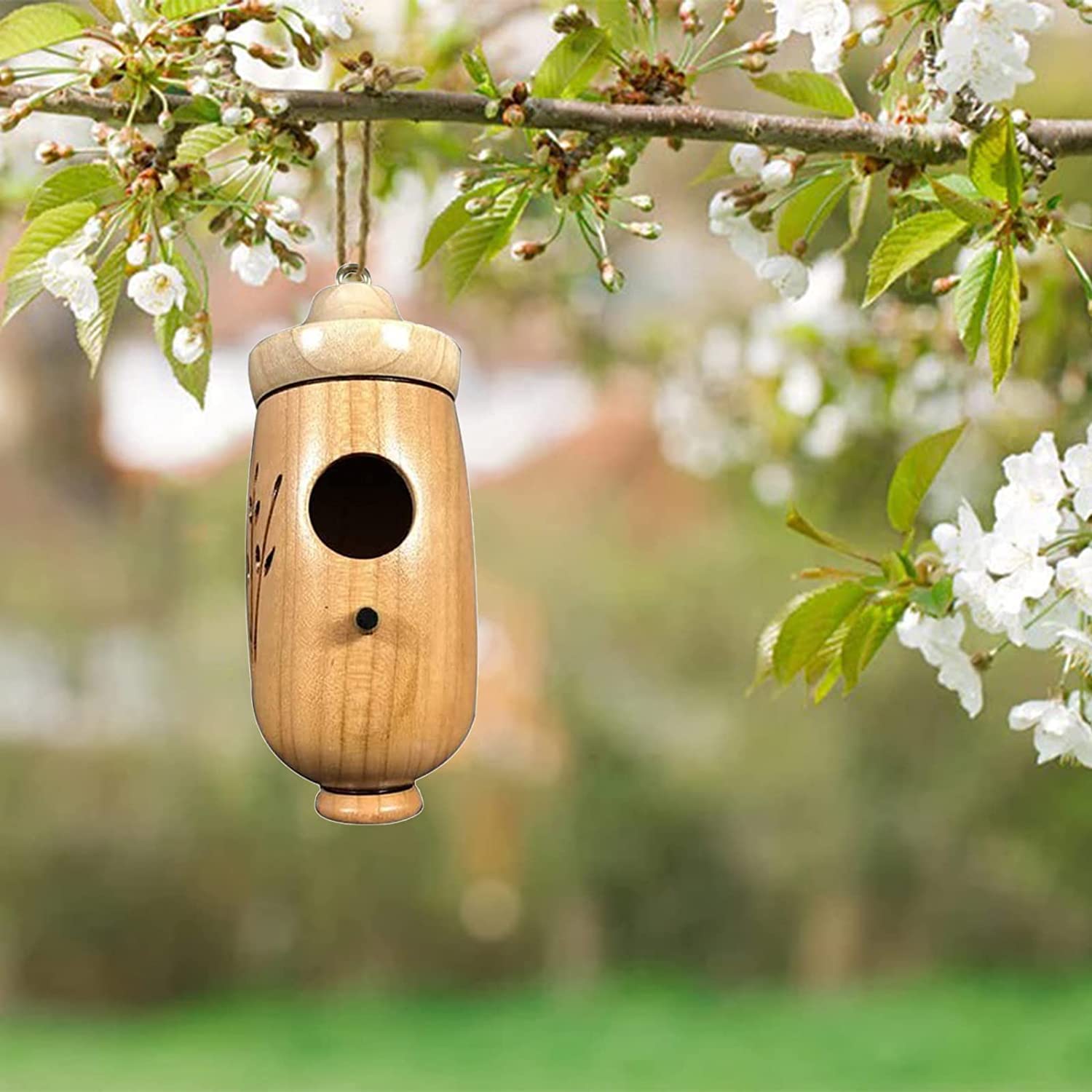 Kolibri-Haus Aus Holz – 3 Stück Set, Mit Hanfseil, Zum Aufhängen Im Garten