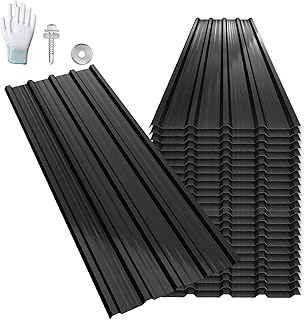 LARS360 Lot de 24 plaques de toit en tôle trapézoïdale en acier galvanisé, profilées pour abri de voiture et jardin