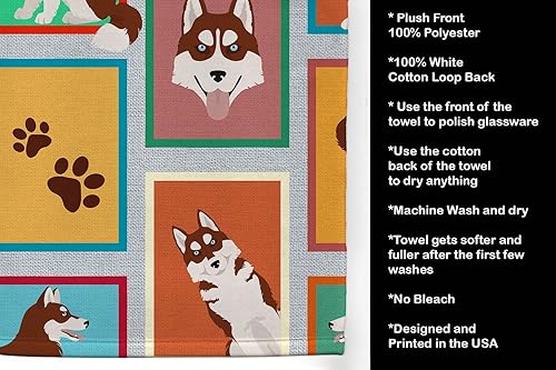 Miniatura 5 de Caroline's Treasures MLM1160KTWL - Lots of Red Siberian Husky - Toalla de cocina para invitados, toalla de baño decorativa para cara, té, paño de