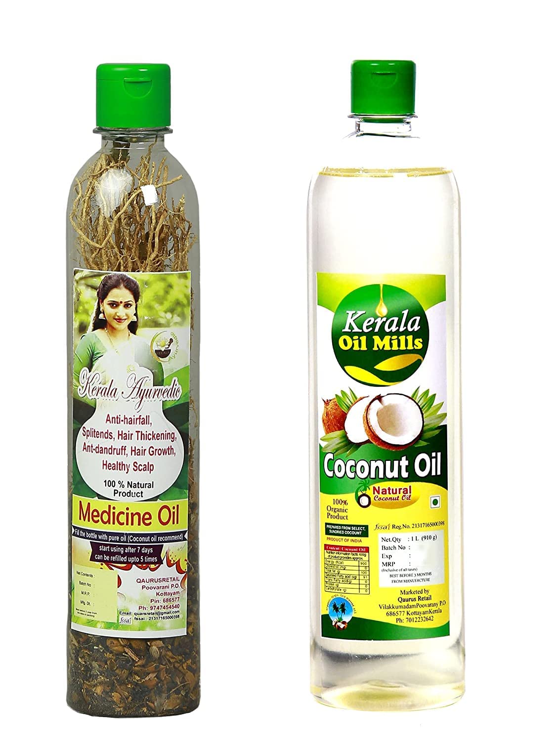 QURA Ayurvedic Herbal Medicine mieszanka olejków do włosów - (z olejem kokosowym 1 litr)