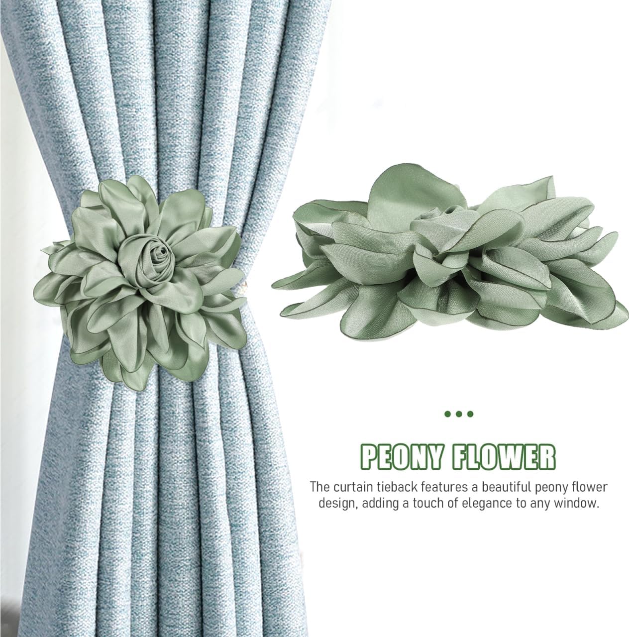 PRETYZOOM Floral Peony Curtain Buckle Clamps Decorative Tieback Clips for Drapes 4.13 X 3.94 Inch Metal Holdbacks Stylish Curtain Accessories
