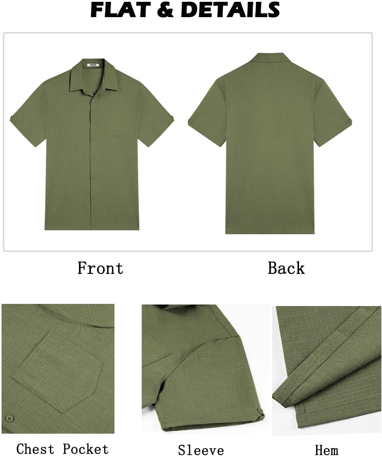 COOFANDY Men's Button Down Shirts Short Sleeve Casual Shirts Summer Beach Linen Shirts with Pocket - Image 5