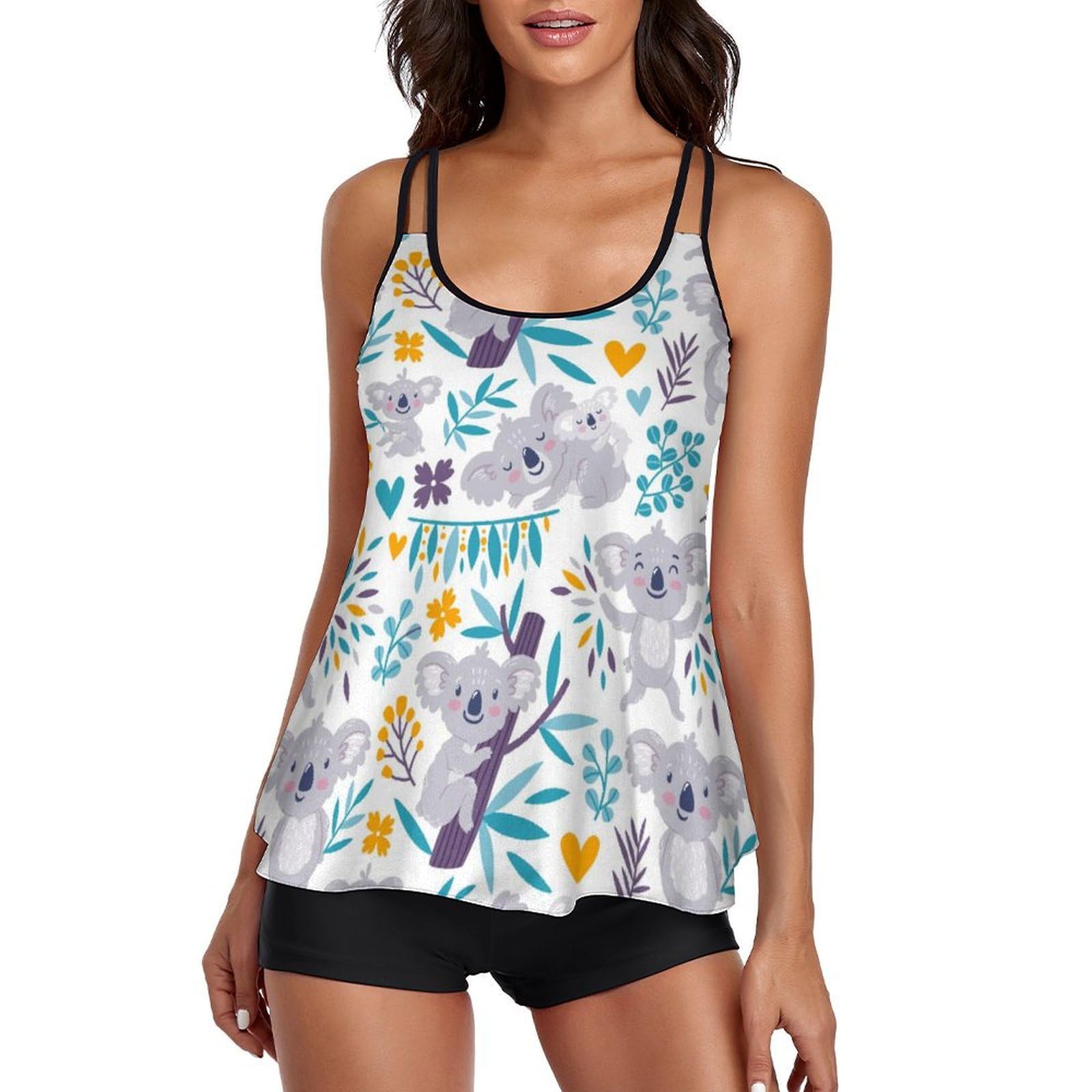 Ensemble bikini tankini koala avec sa robe de plage fluide - 8