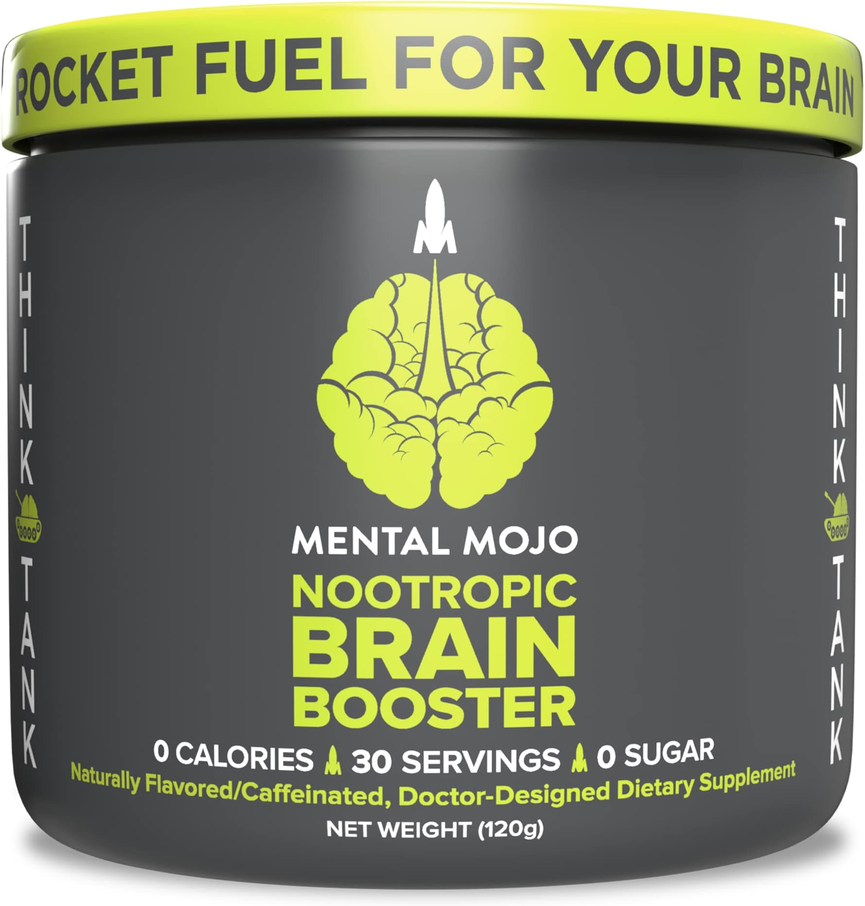 Nootropic Brain Booster (30 SERVINGS) Nootropic Drink Mix & Brain Supplement - Brain Fuel Boosts Energy, Focus & Memory - Zero Calories, Sugar Free - Kiwi Strawberry